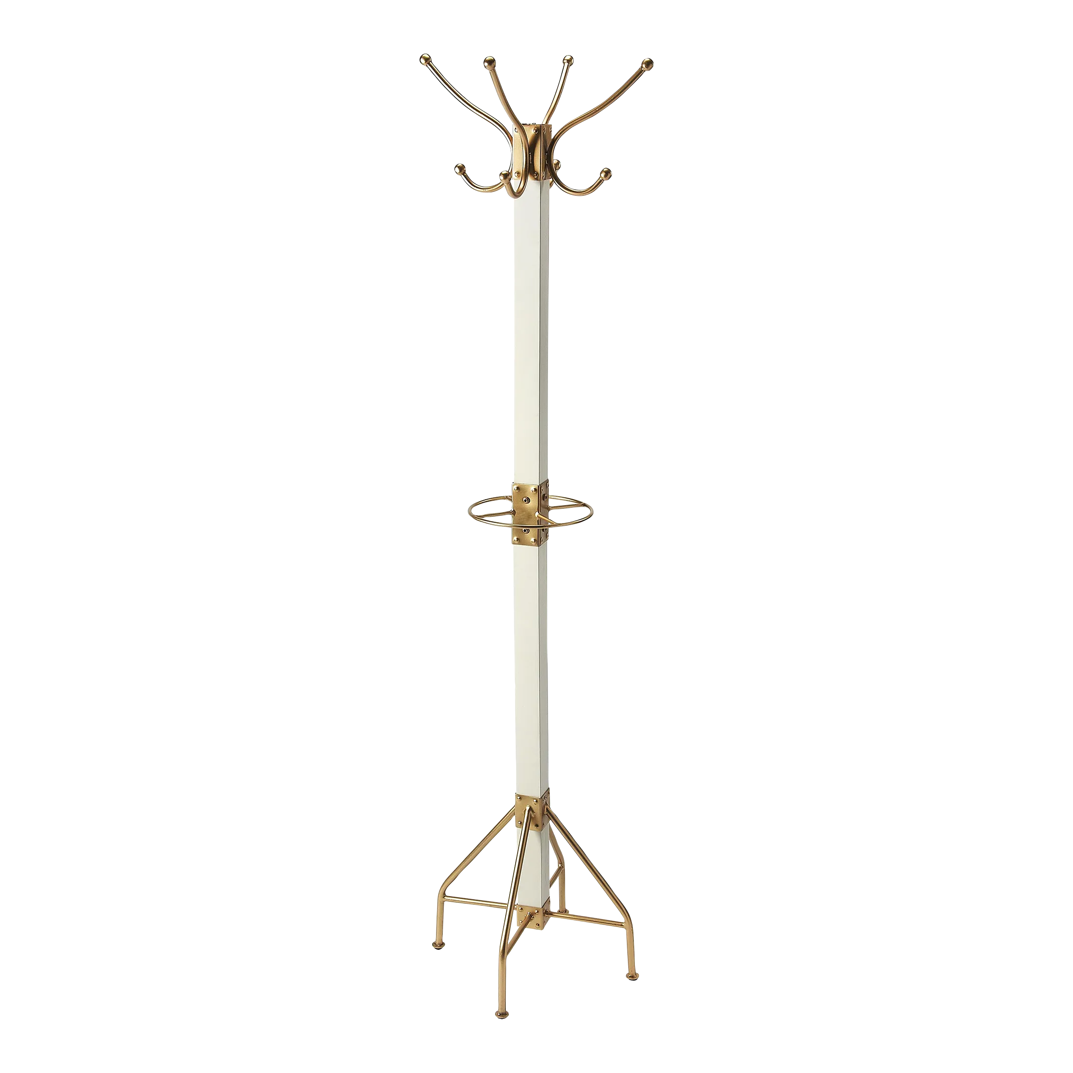 Logan Square Coat Rack/Tree, Gold, White Chairish