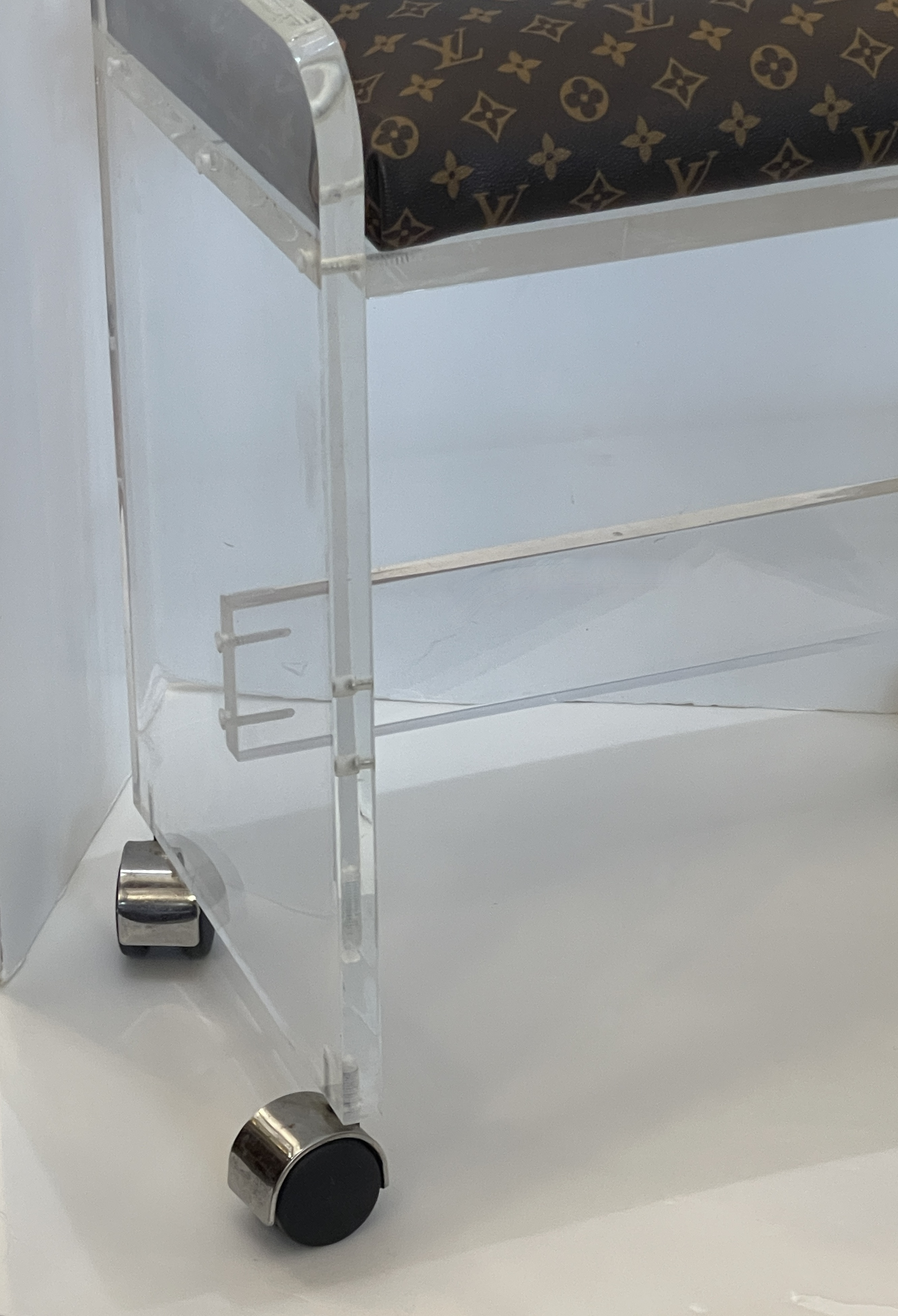 Vintage Lucite Vanity Stool With Louis Vuitton Canvas Seat Chairish