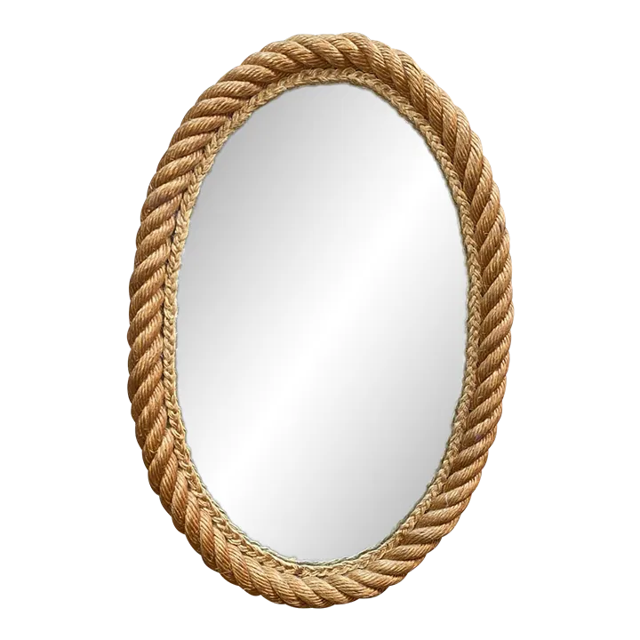 Large Oval Rope Mirror Audoux Minet, Circa 1960 | Chairish