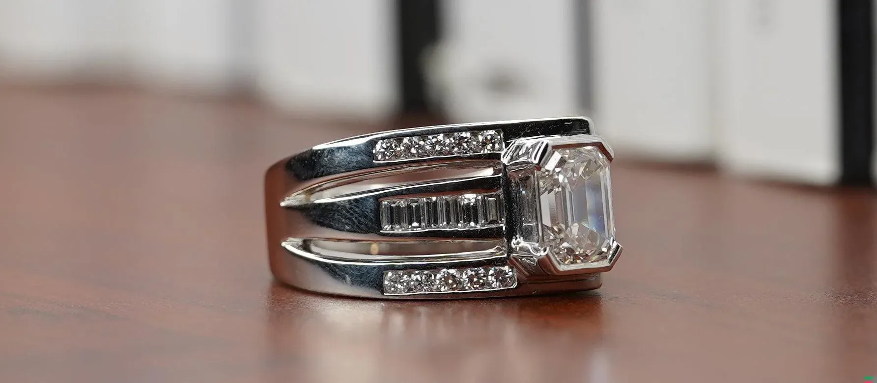 Carat Emerald Cut Lab Grown Diamond Mens Pinky Ring in