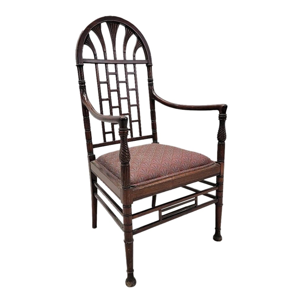 Picture of Antique American Aesthetic Carved Mahogany Armchair | Chairish