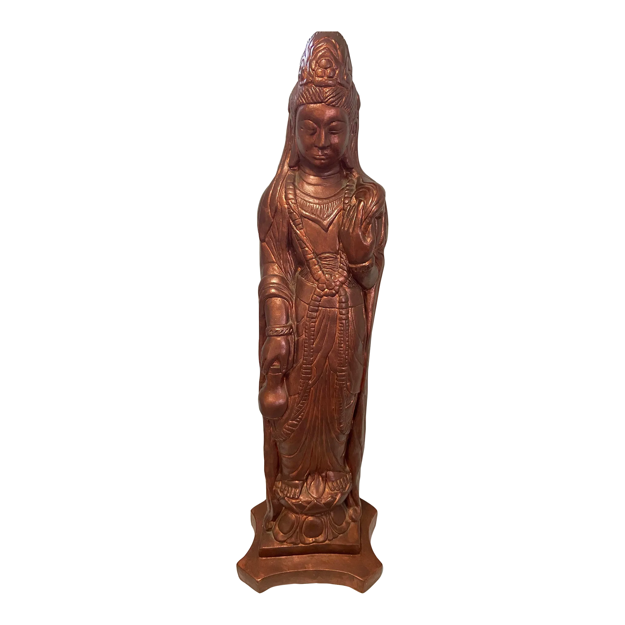 Kwan Guan Yin Asian Cement Garden Statue Chairish