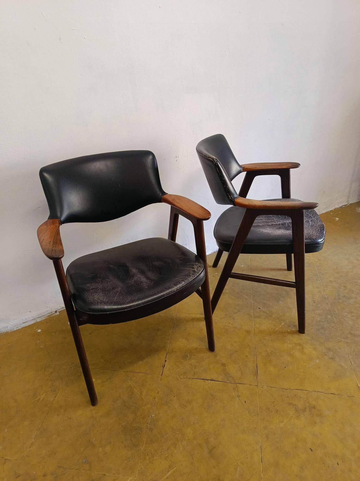 Vintage Danish Chairs in Teak by Erik Kirkegaard, 1950s, Set of 2