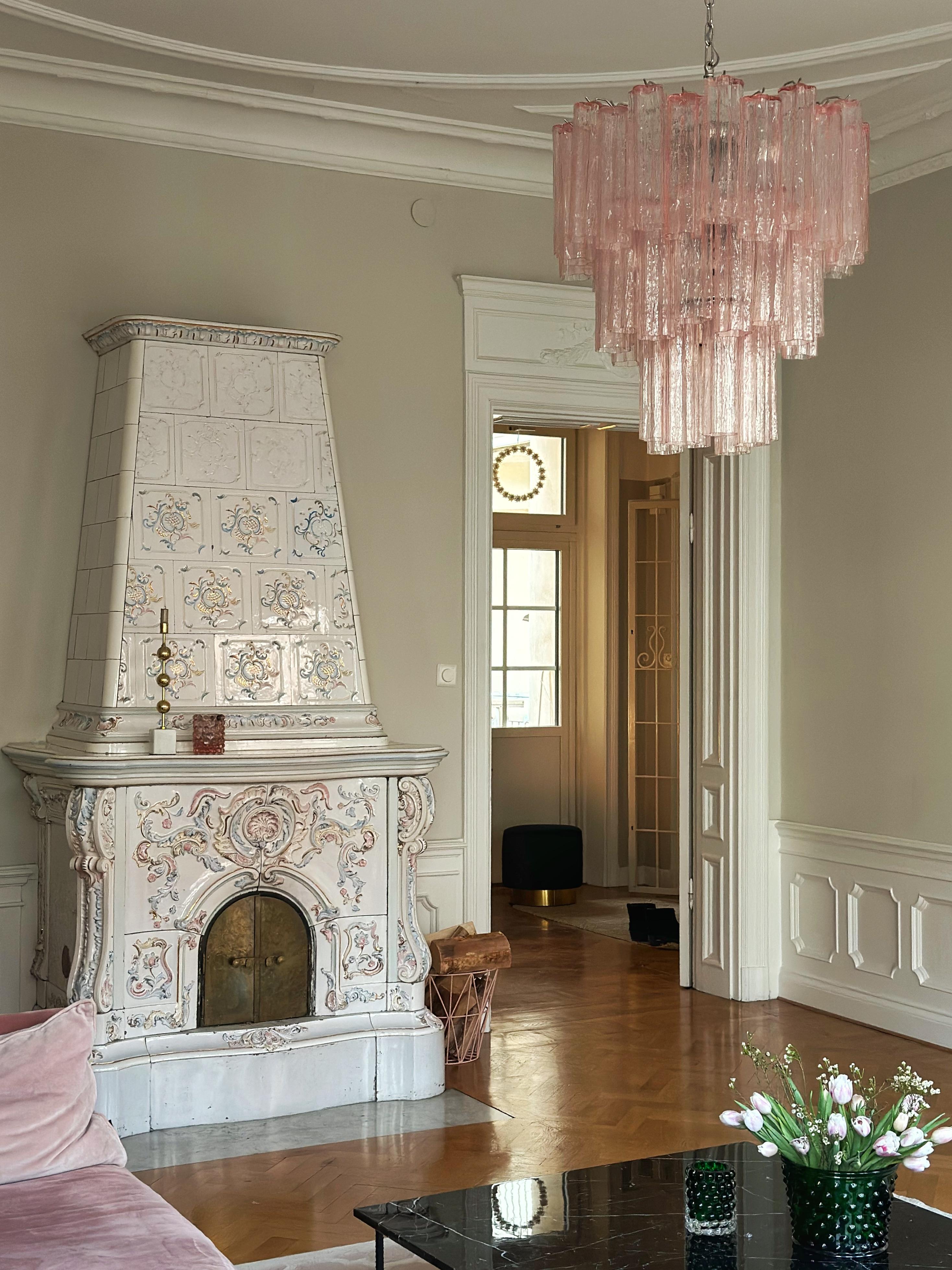 Pink Murano Glass Tronchi Chandelier
