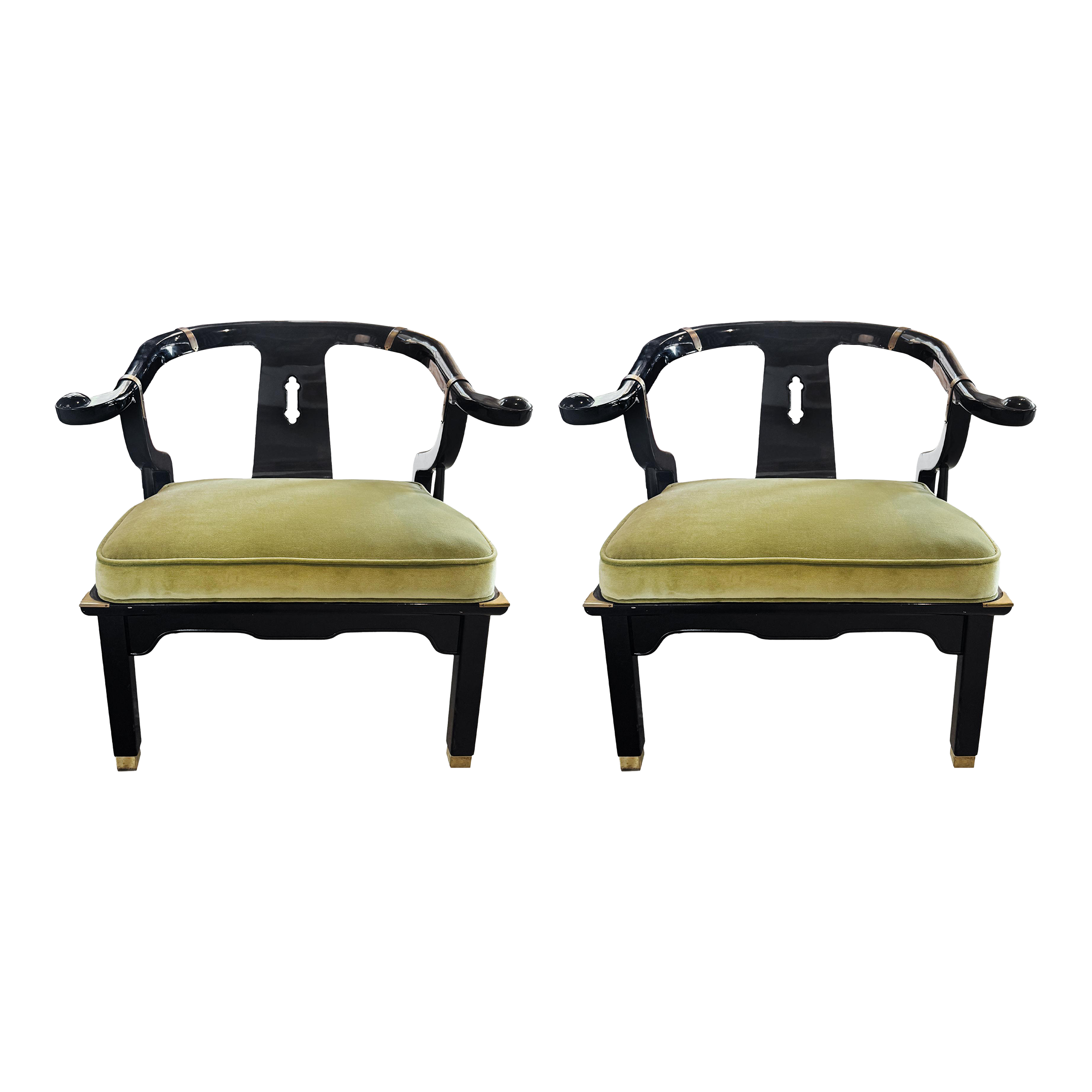 ダイニングチェア Mid Century Modern chairs by James Mont Mid 20th Century James Mont Ming Style Black Lacquer & Brass