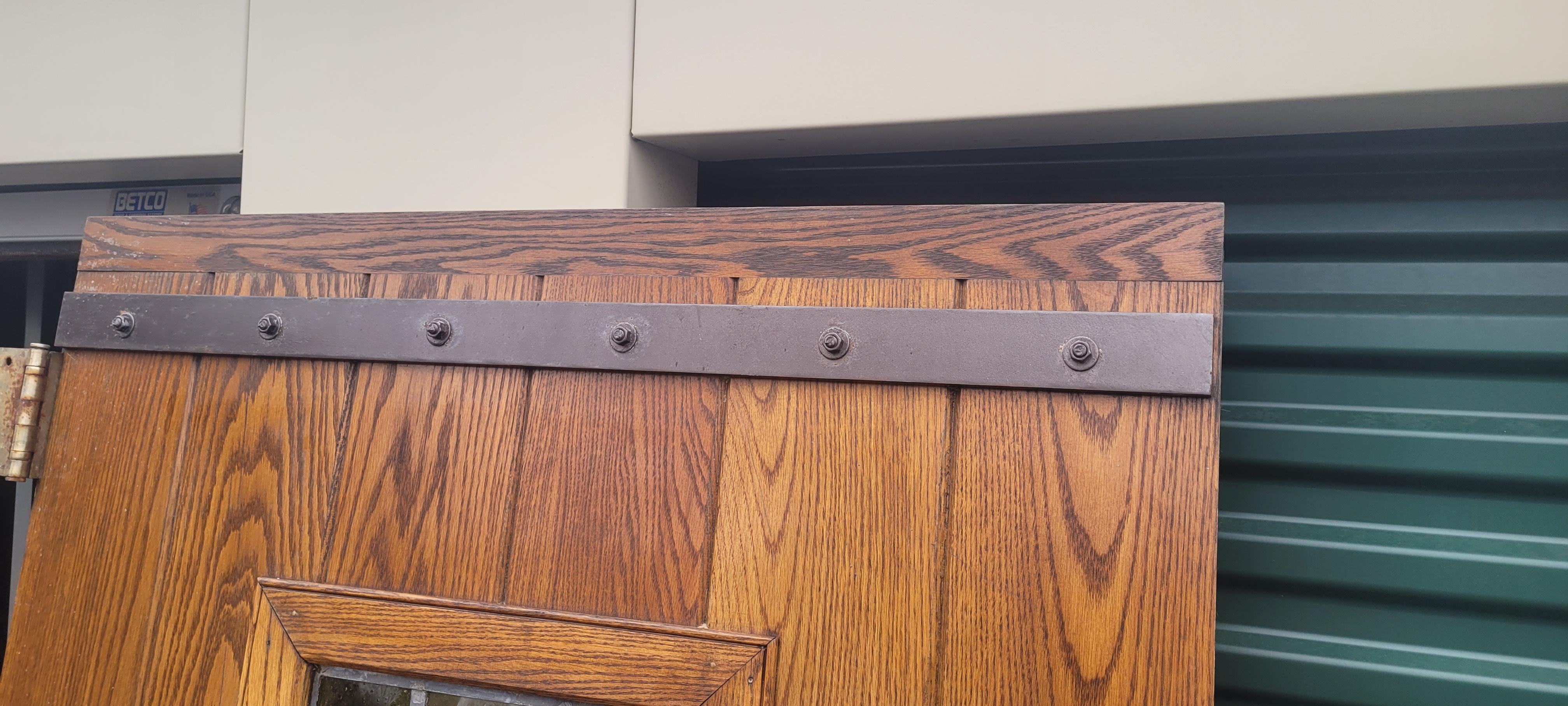Large Vintage Gothic Arts & Crafts Style Oak Door