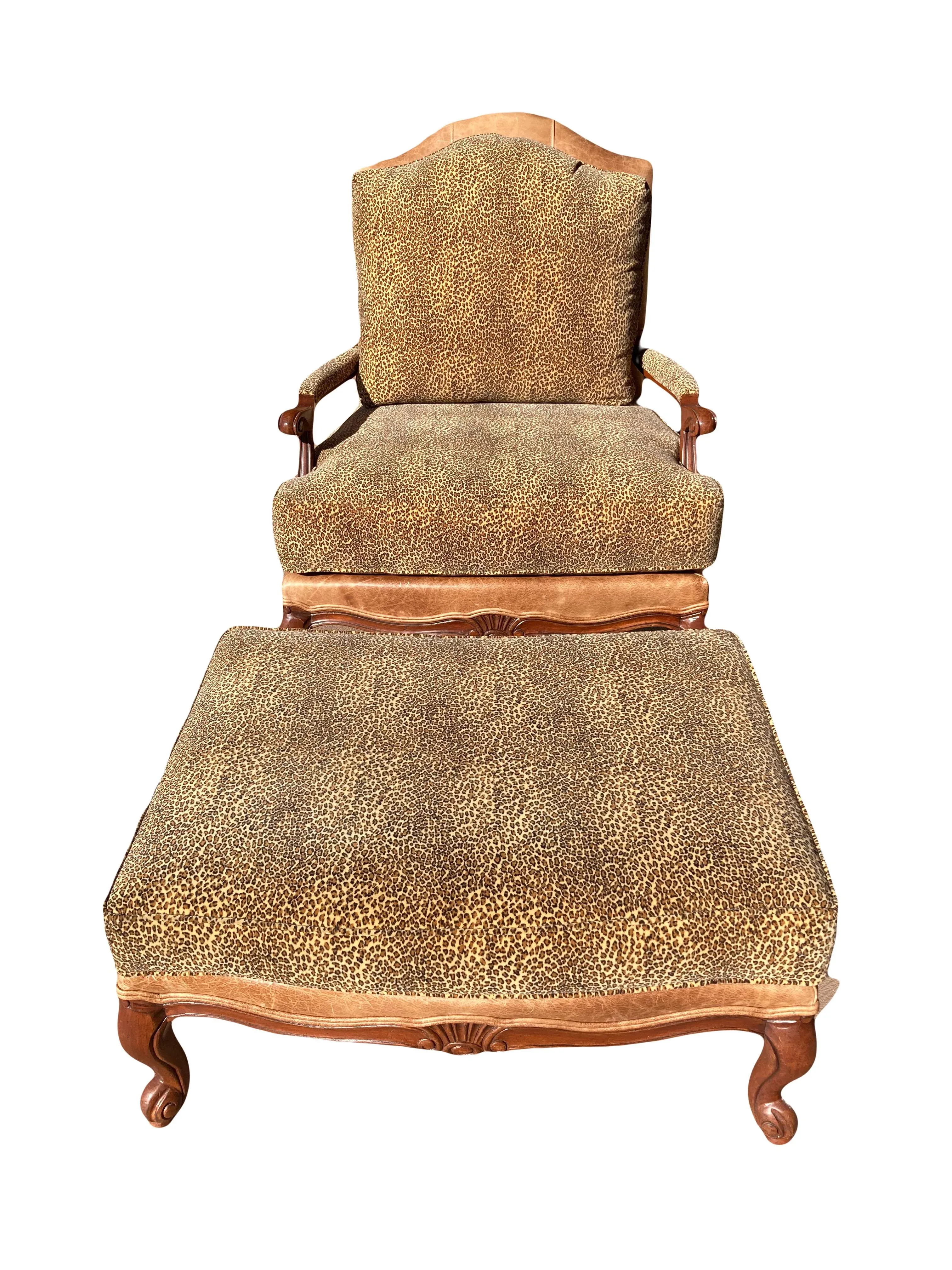 Late 20th Century Oversized Leather and Cheetah Printed Velvet