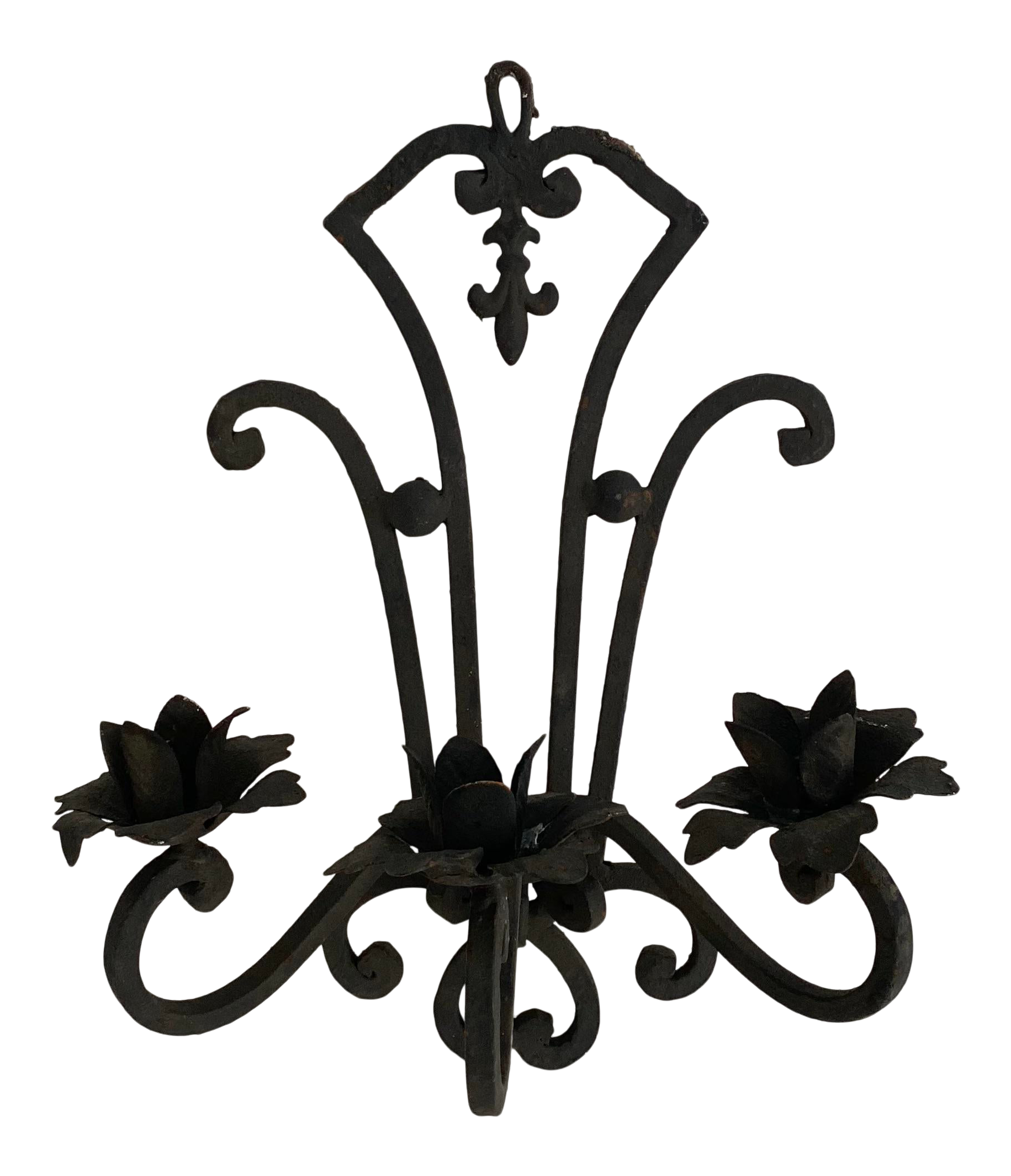 Vintage Black Wrought Iron Candle Sconce Chairish