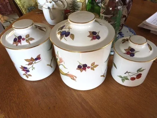 Vintage Royal Worcester Evesham Canister Set - 3 Pieces