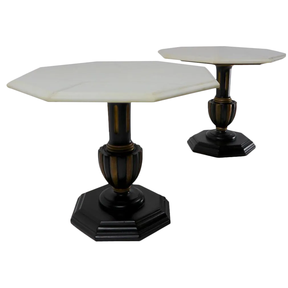 Italian Marble Top Tables With Polychrome Bases a Pair Chairish