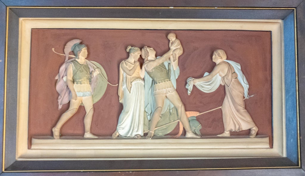 19th or 20th Century Neo-Classical Polychrome Plaster Plaque After