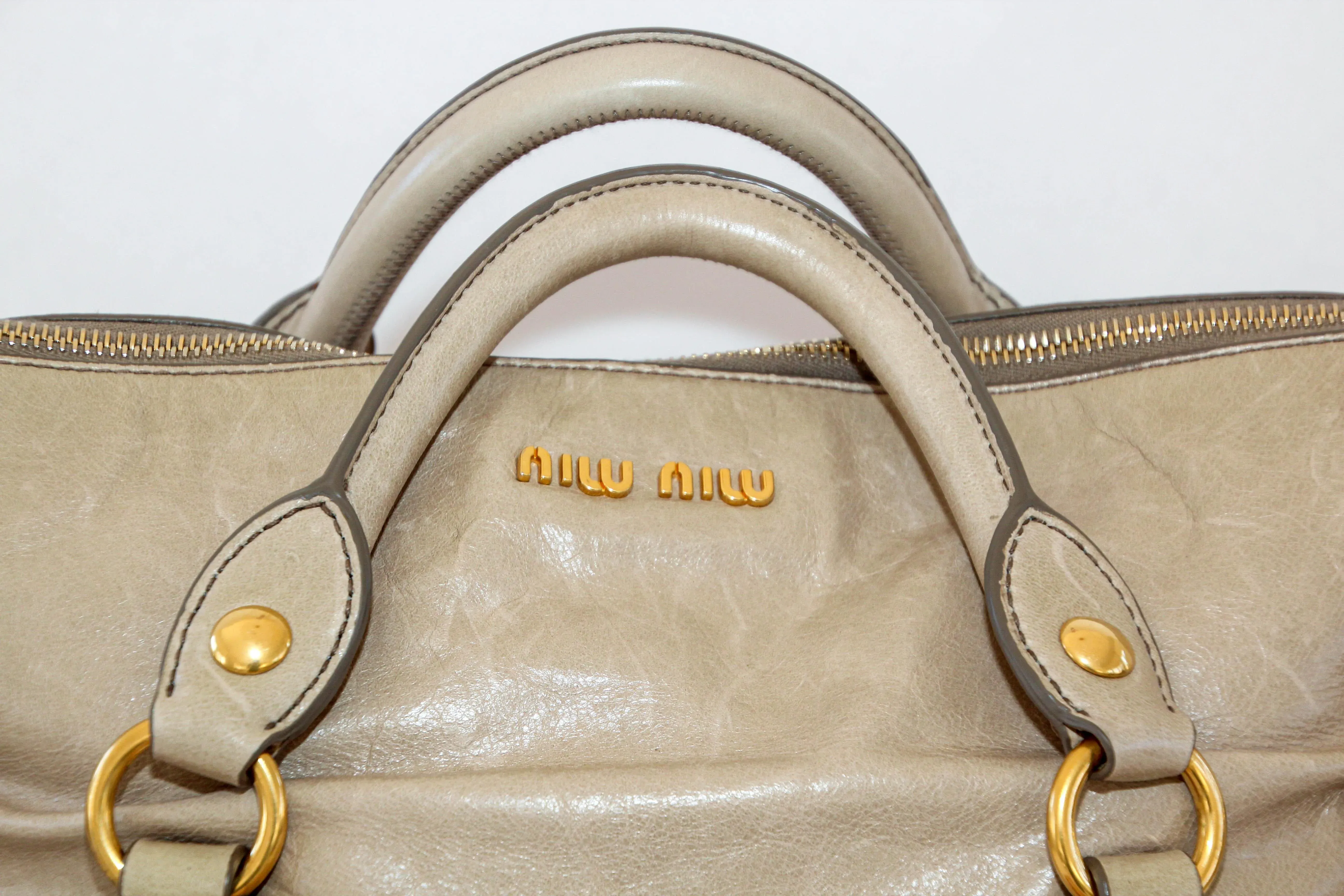 美品 miu miu Vitello Lux Ribbon Bag brown MIU MIU Vitello Lux Bow Bag Brown 1242247 | FASHIONPHILE