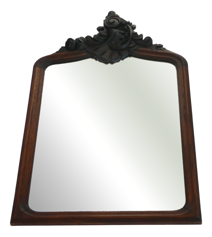 French Carved Wooden Mirror with Floral Carving