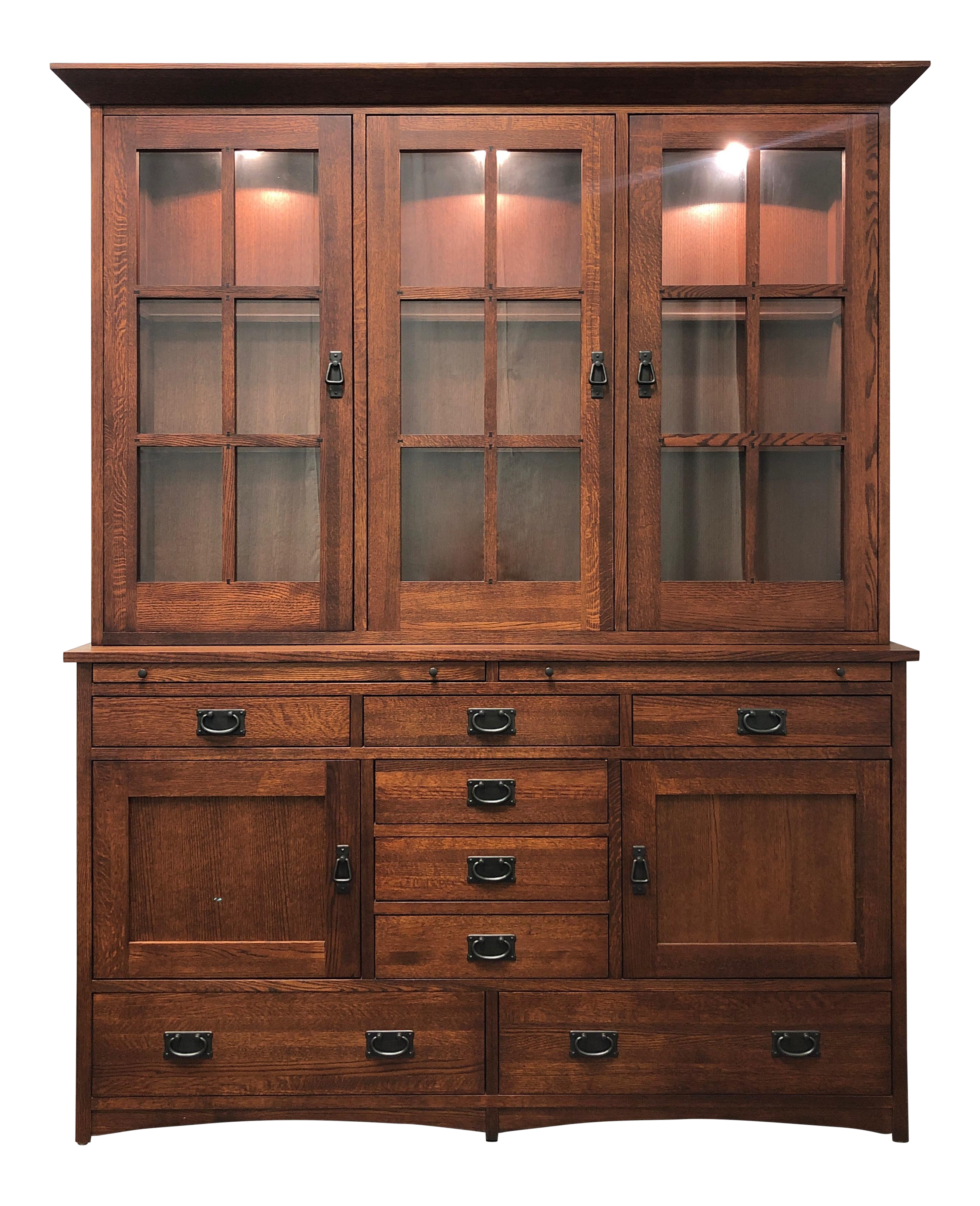 Le Meuble Villageois Mission Oak China Cabinet Hutch Chairish
