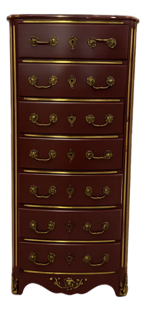 Early 20th Century French Louis XV Style Semainier With Marble Top and Bronze Hardware