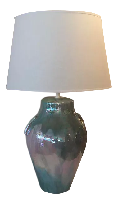 Iridescent Green & Pink Table Lamp | Chairish