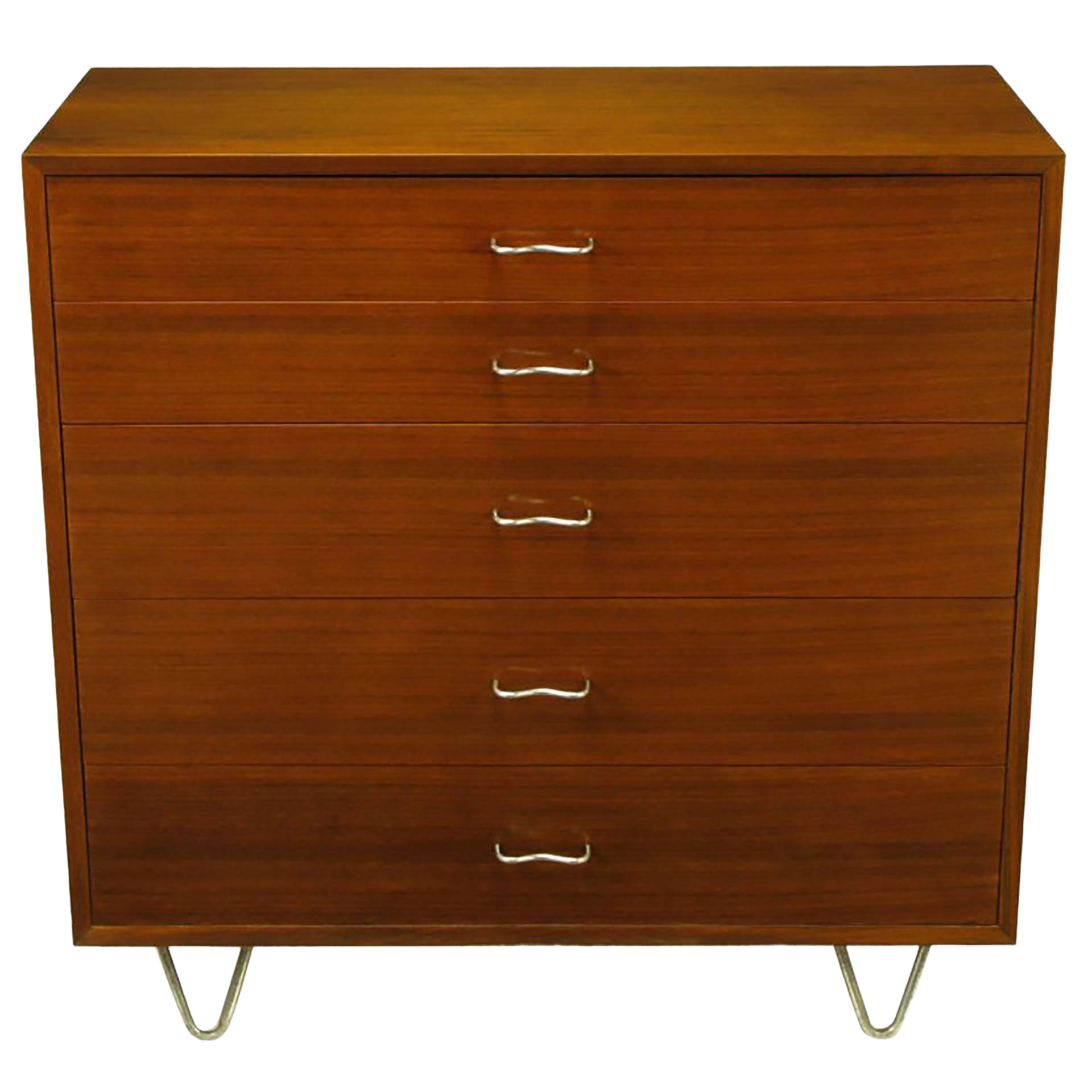FiveDrawer Ribbon Mahogany Tall Dresser by Nelson for Herman