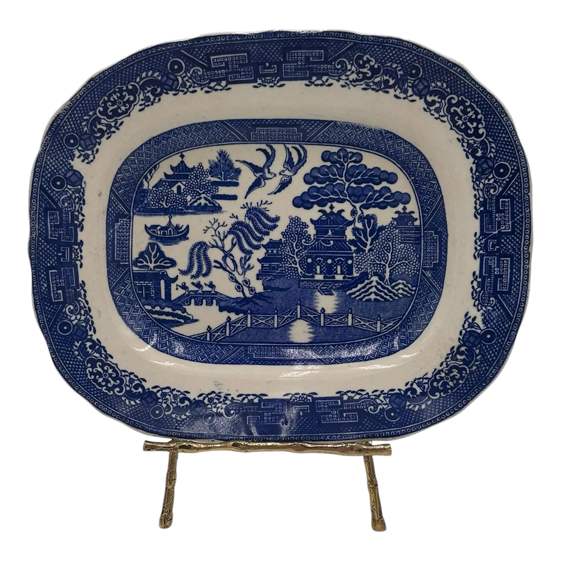 Antique Britannia Pottery Company Blue Willow Platter Chairish