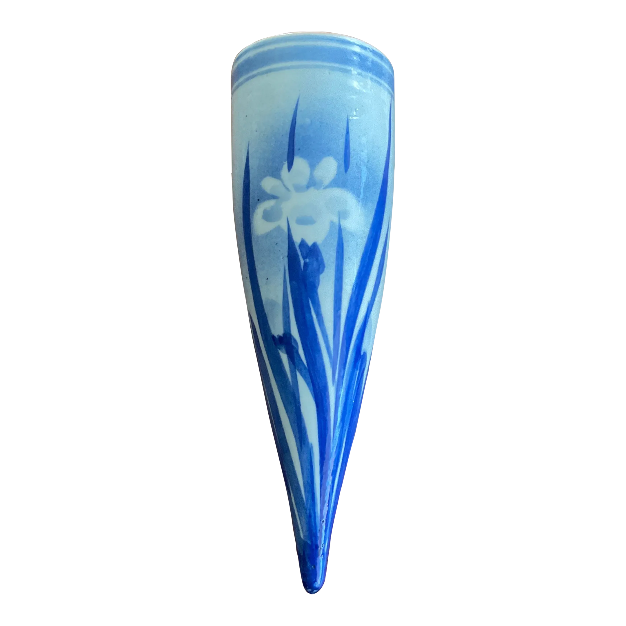 Antique 19th Century Japanese Conical Shape Porcelain Wall Pocket Circa