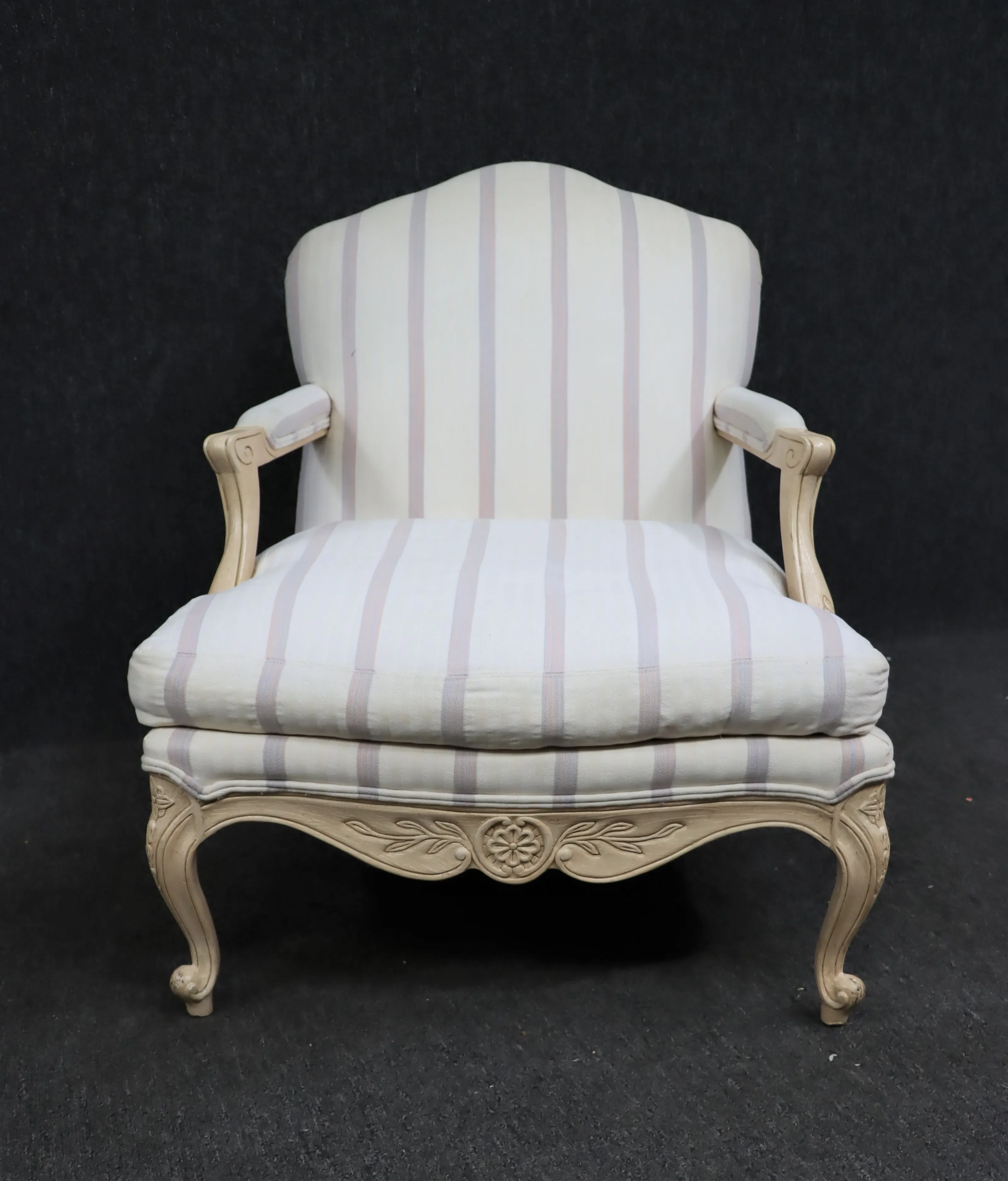 Heritage Louis XV Style Cream Painted Oversized Open Armchair