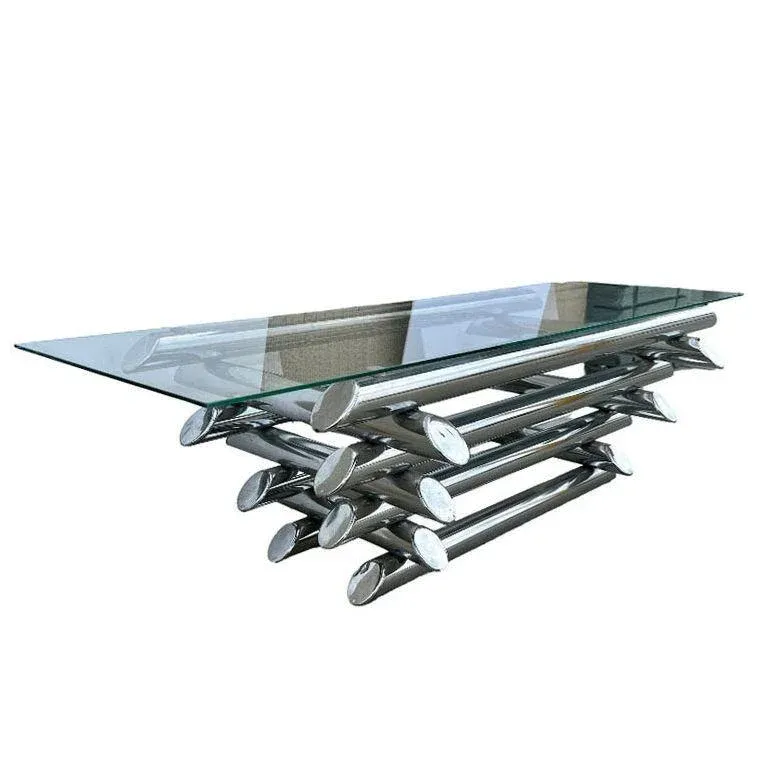 Late 20th Century Paul Mayen Style Chrome Tubular Stacked Cocktail Table