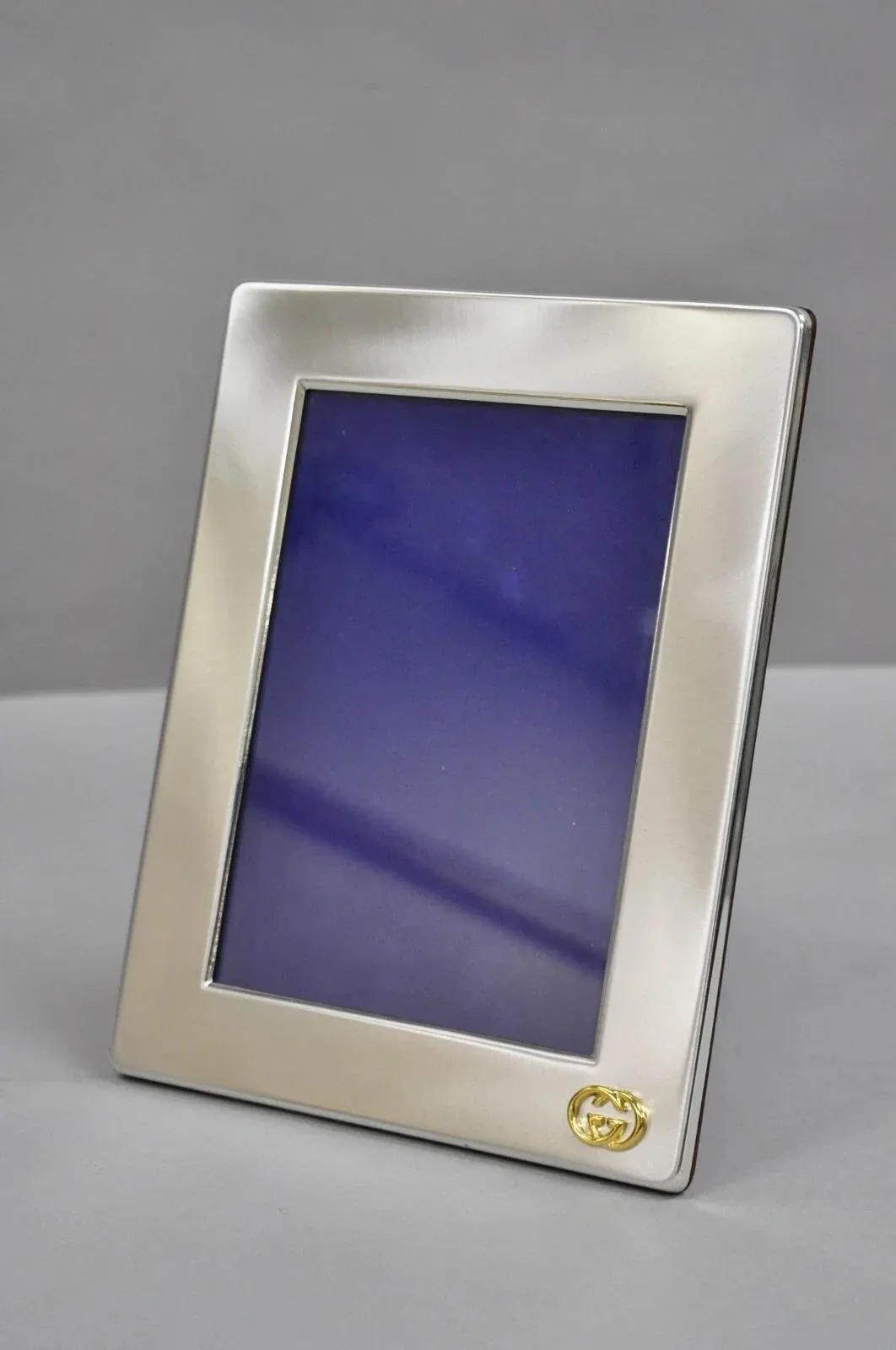 Vintage Gucci Italy Brushed Silver Gold Double G Monogram Photo