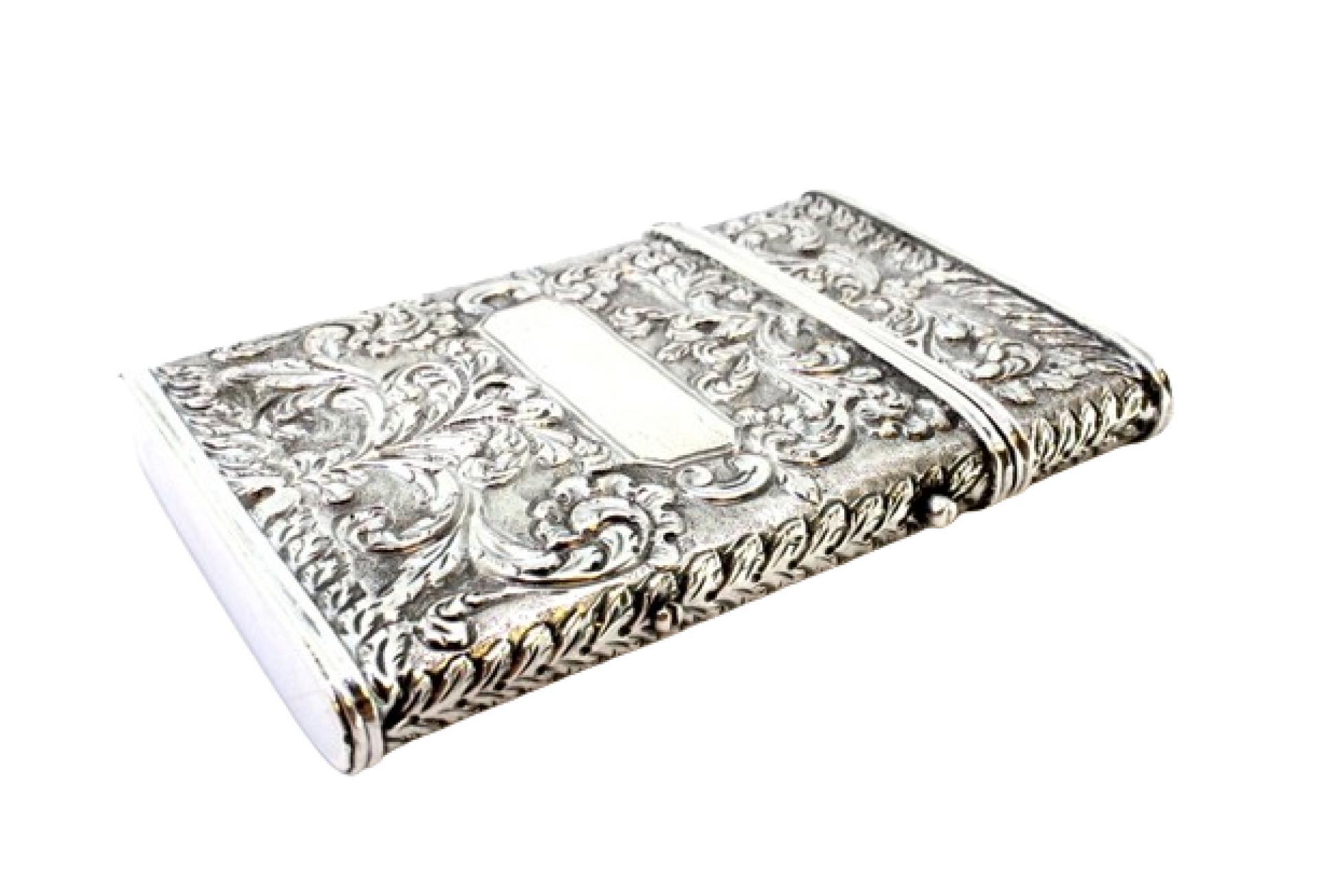Silver Cardboard Box with Revealed Floral Motifs