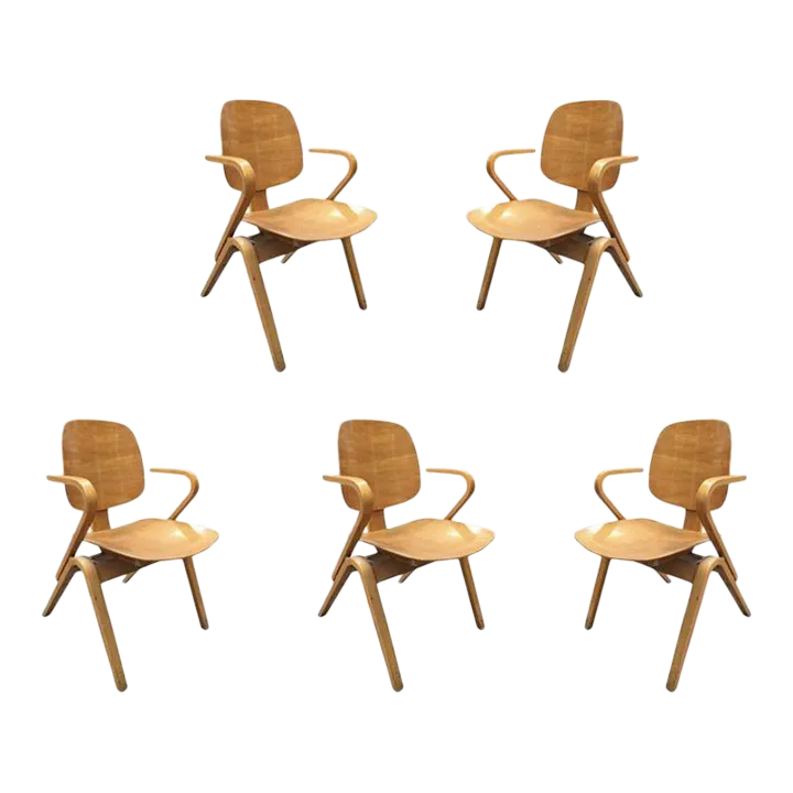 Mid Century Thonet Bent Plywood Armchairs by Joe Atkinson