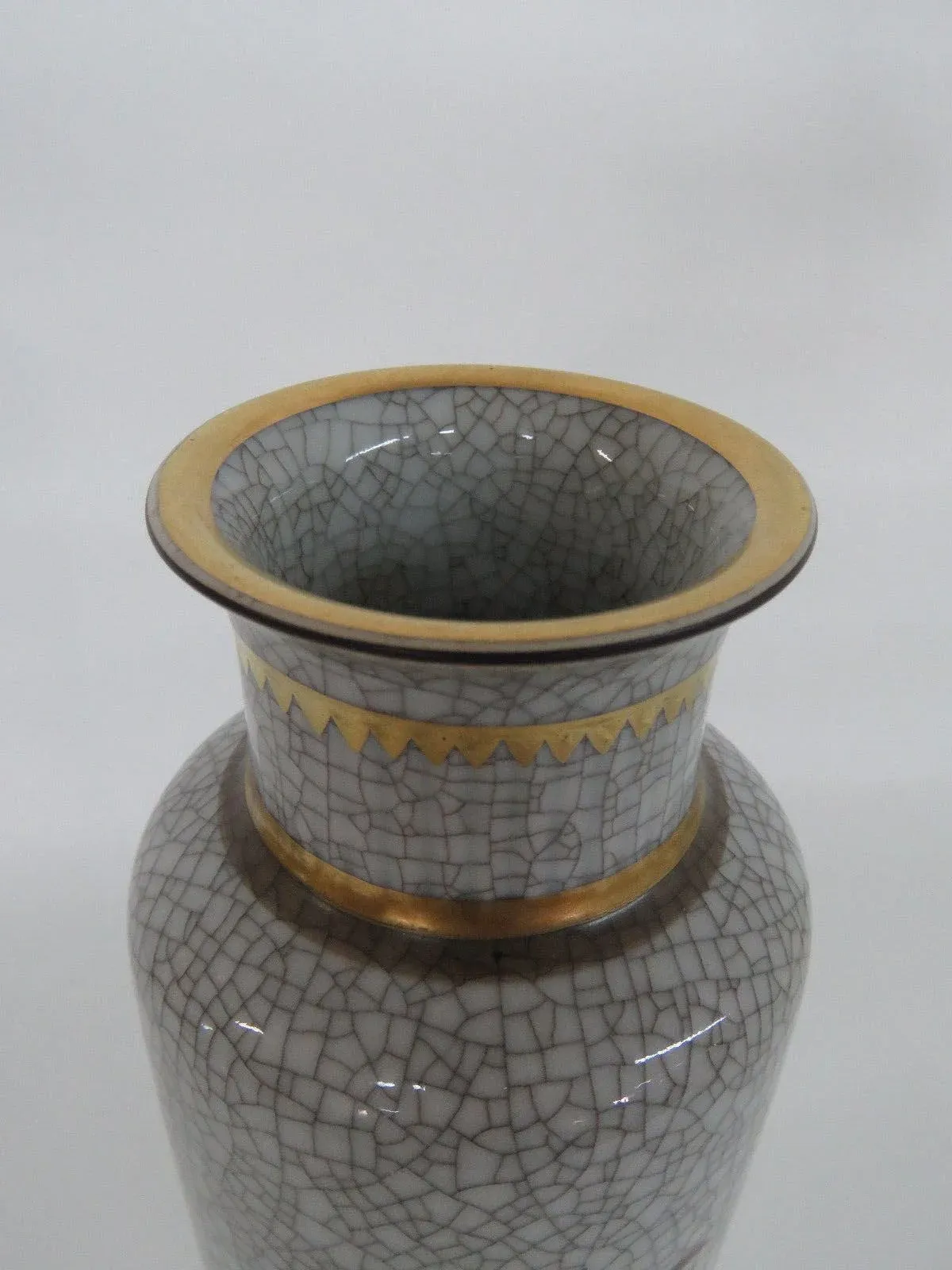 Royal Copenhagen Denmark Bird Mid Century Porcelain Crackle Vase