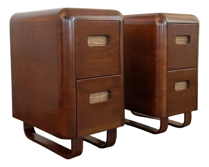 1940s Pair of Birch Bentwood Night Stands by Paul Goldman for