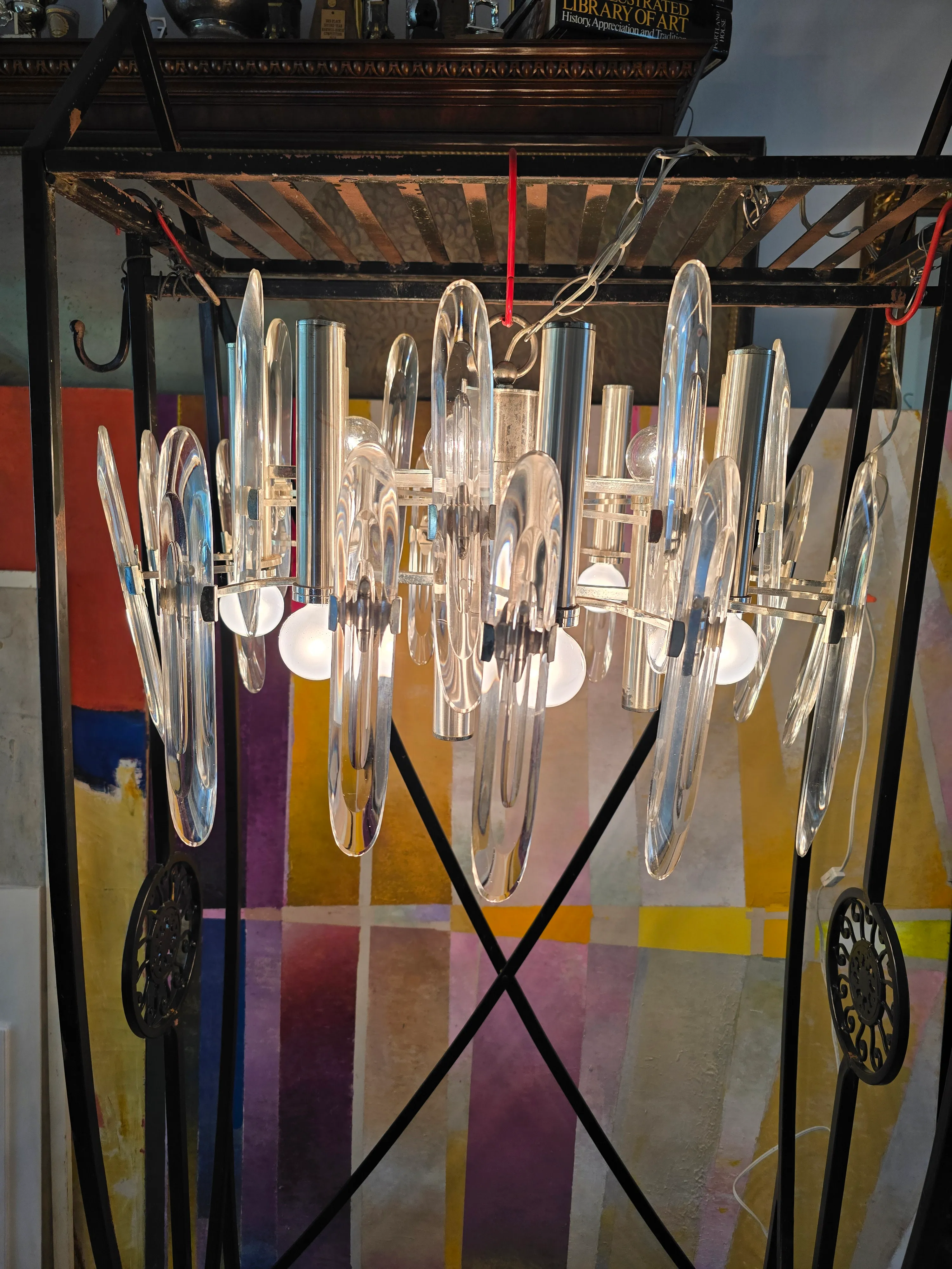 Vintage Mid Century Modern Designer Gaetano Sciolari Style Chandelier