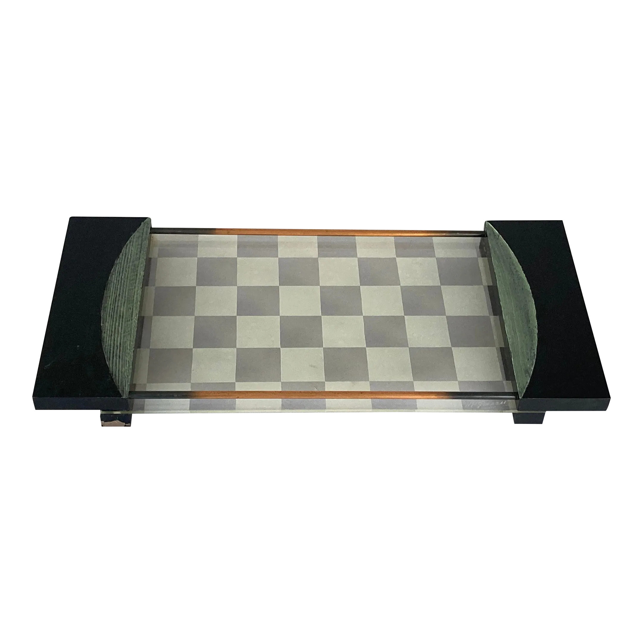 1920s Checkerboard Patterned Cocktail Serving Tray, ArtistSigned, Art