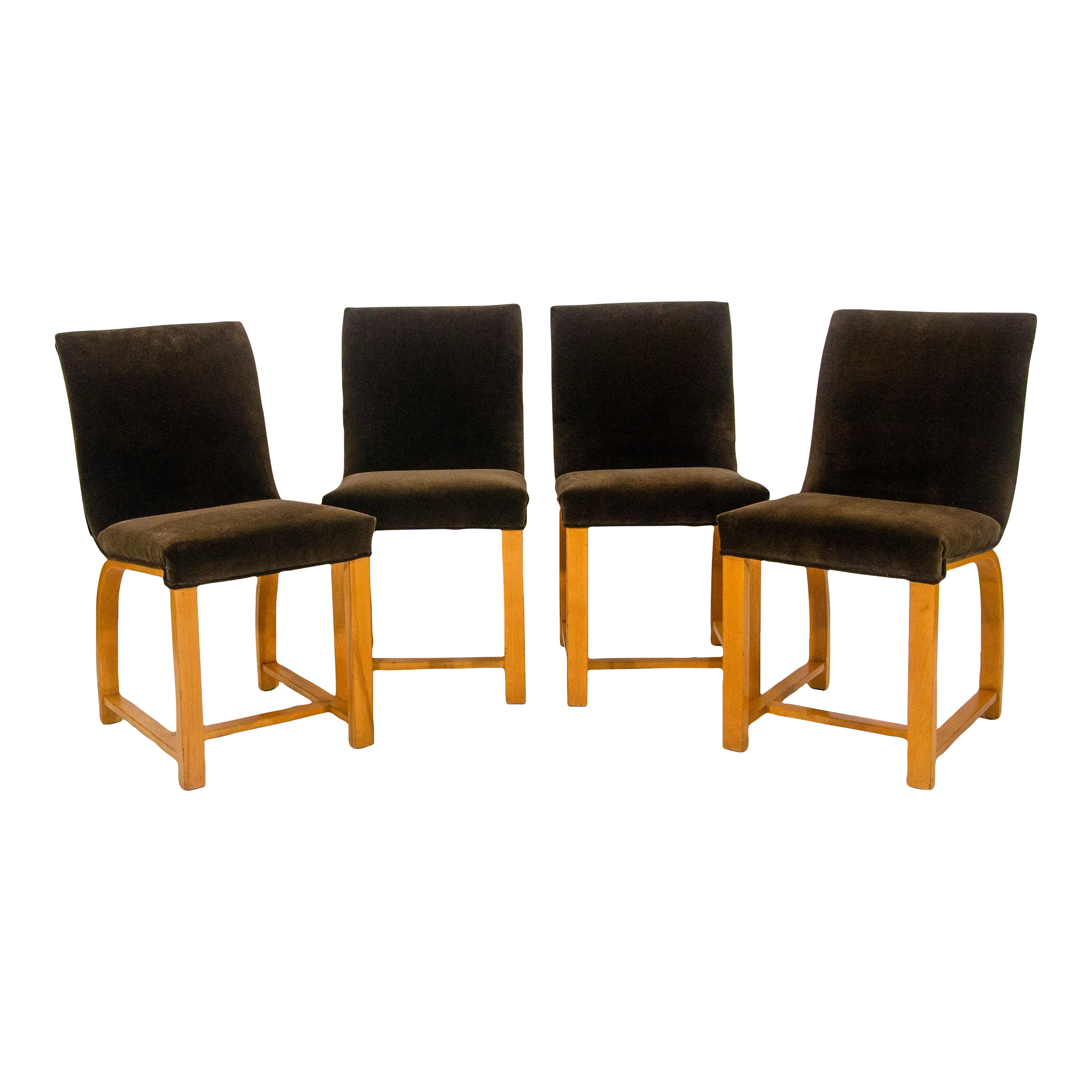 Set of 4 Vintage Early Heywood Wakefield Dining Chairs by Gilbert Rohde C2794a