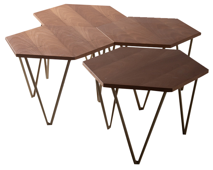 Hexagonal Coffee Table from Isa Bergamo, Set of 7