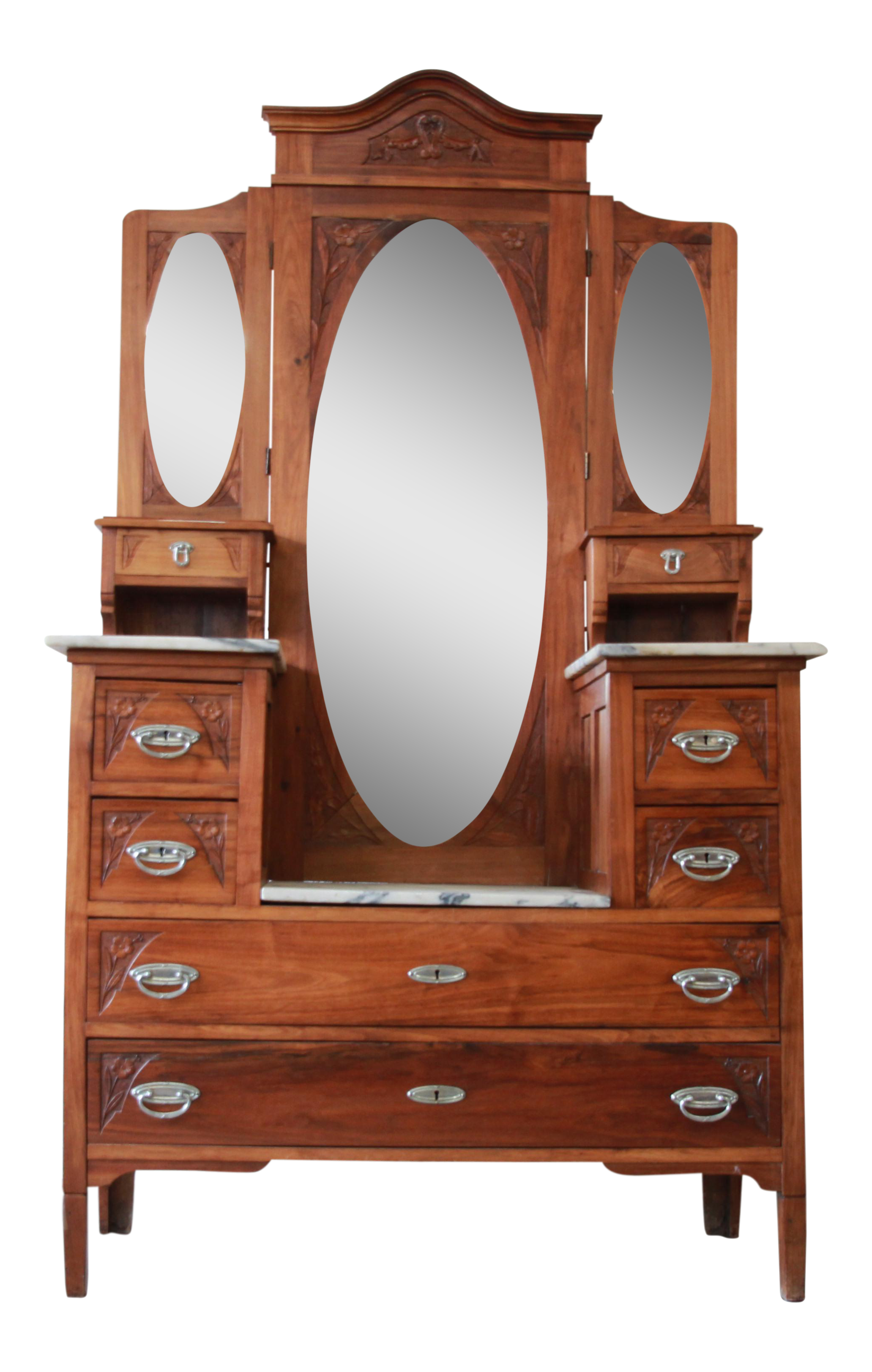 Victorian Carved Walnut & Marble Vanity Dresser Chairish