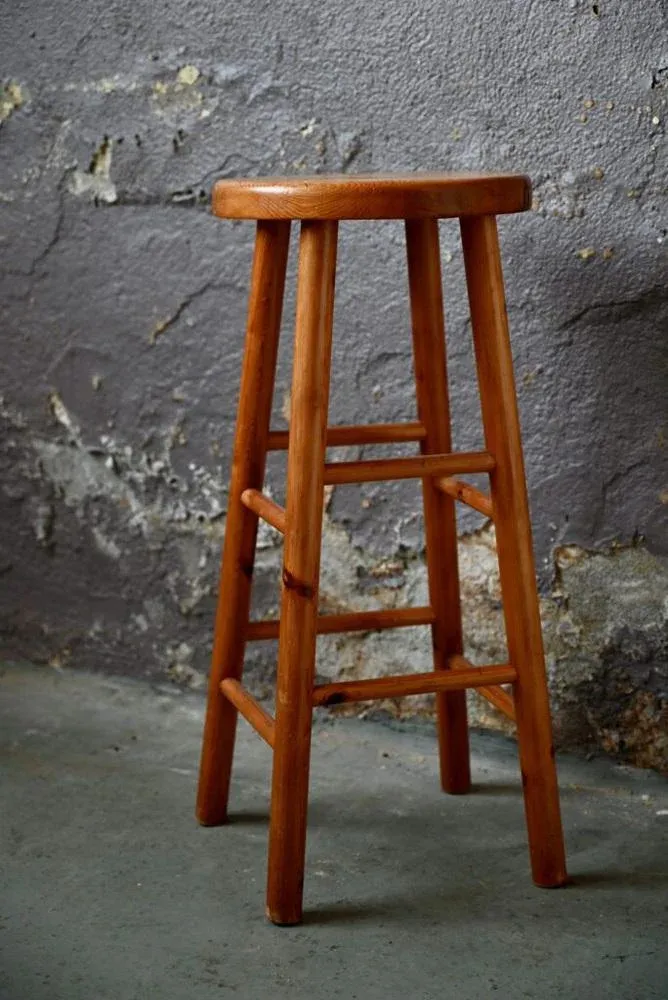 Vintage Pinewood Bar Stool, 1960s | Chairish