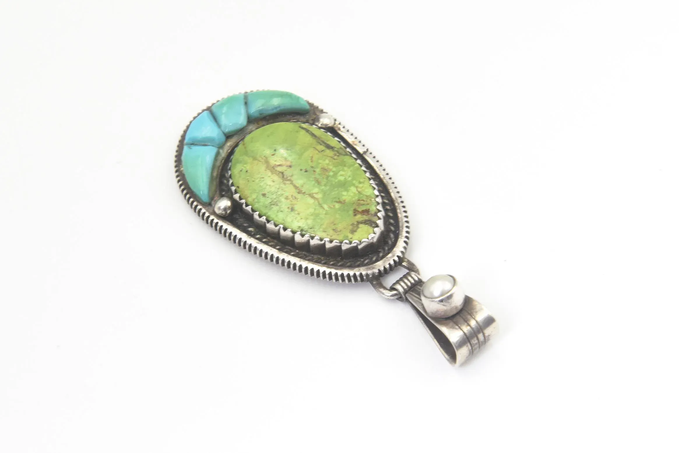 NAVAJO ナバホ Richard Begay ネックレス SV925 Native American Richard Begay Navajo Turquoise, Pearl and Sterling