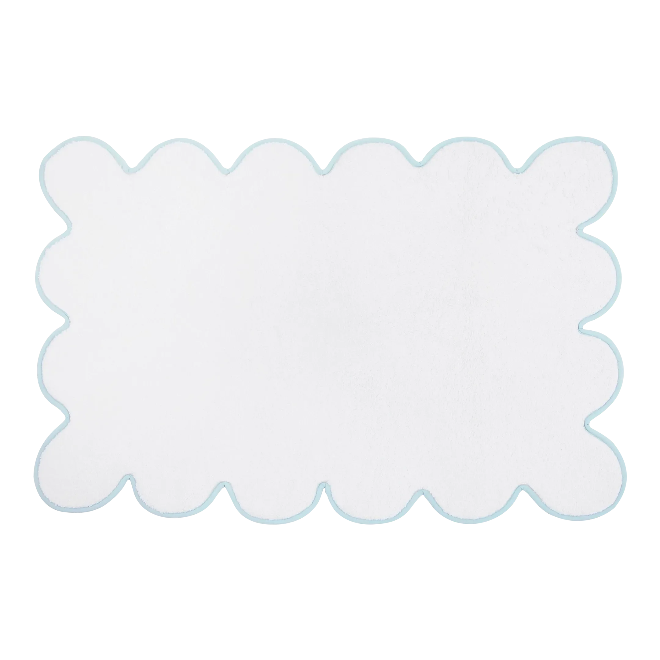 Kassatex x Chairish Scallop Tubmat, White/Powder Blue Chairish