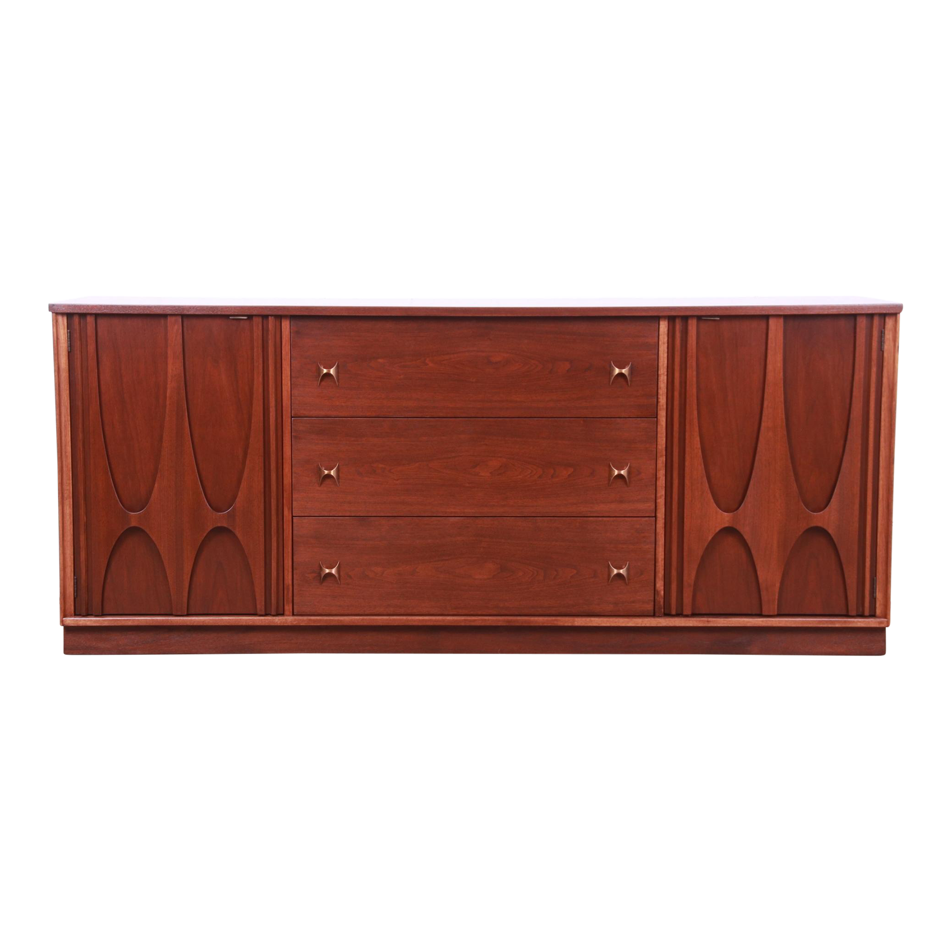 1960s Broyhill Brasilia Mid Century Modern Sculpted Walnut Dresser