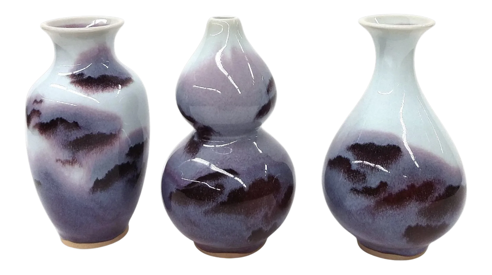 Chinese Jun Style Porcelain Vases Set of 3 Chairish