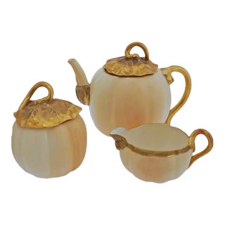  WORCESTER REGENCY ティーポットなどセット Late 19th Century Pumpkin Royal Worcester Tea Set - Set of 3
