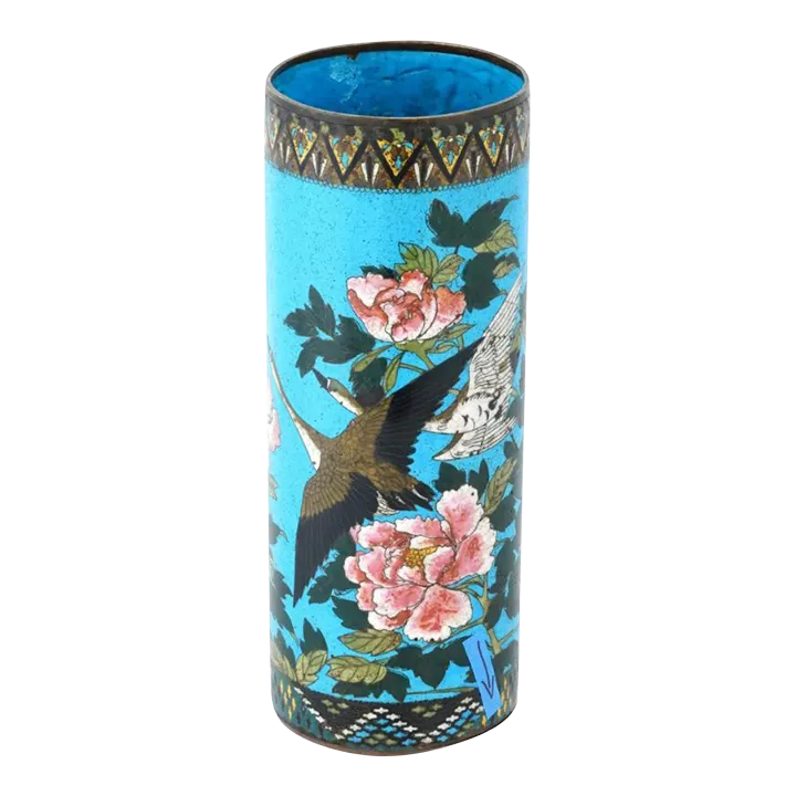 Large Antique Meiji Japanese Cloisonne Enamel Brush Pot Vase Chairish
