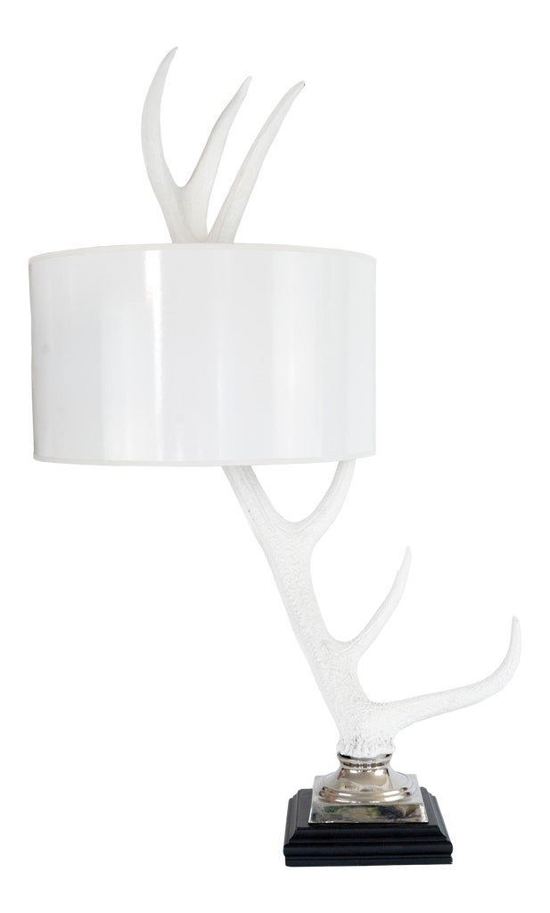 Barbara Cosgrove White Resin Antler Lamp With White Lacquer Shade ...