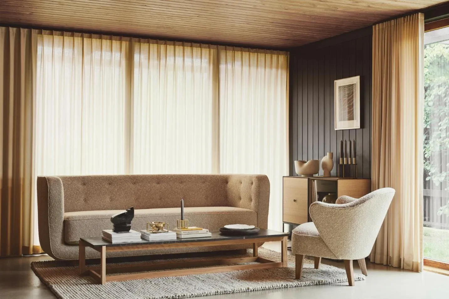 Beige and Natural Oak Sahco Zero Vilhelm Sofa by Lassen