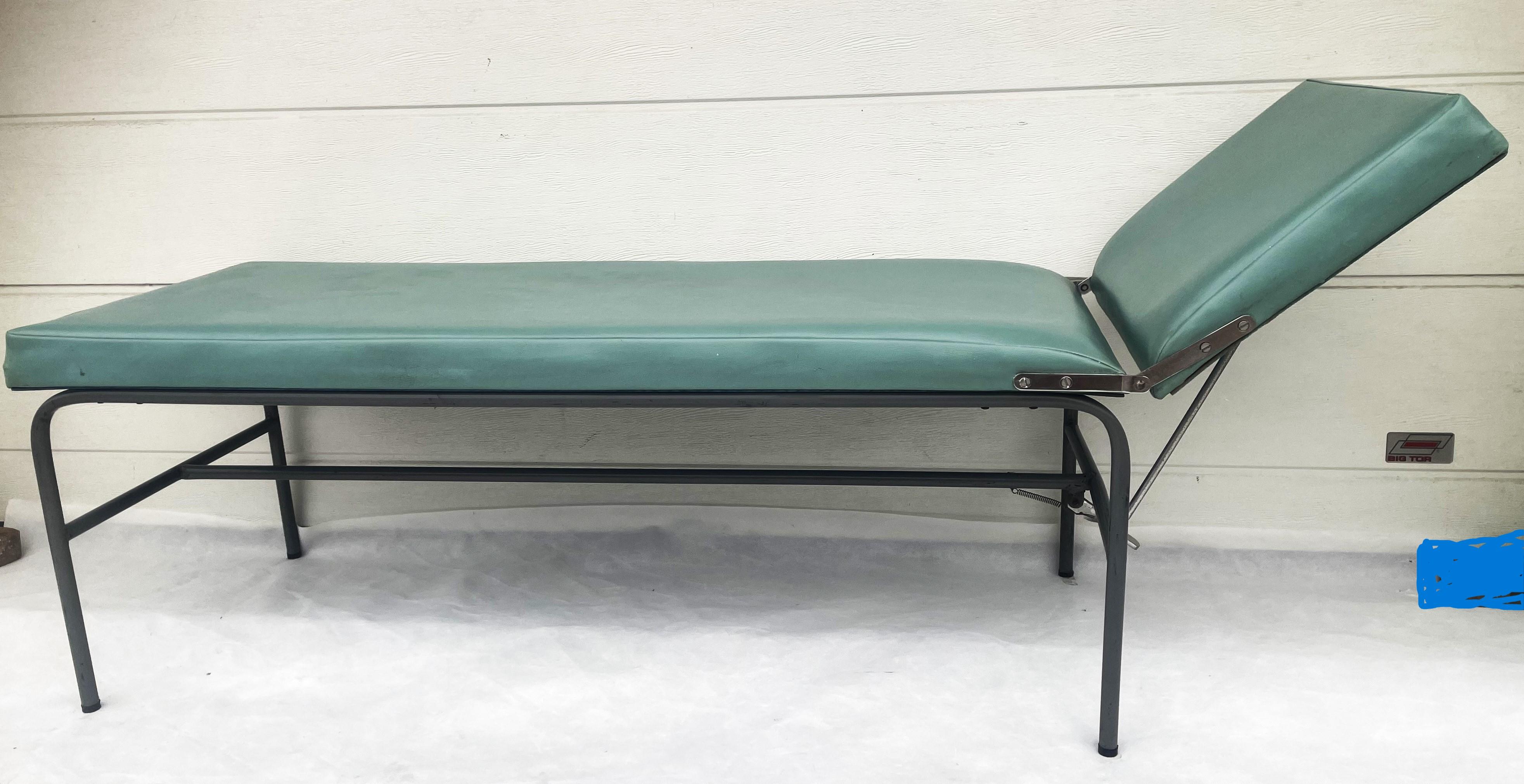 Mid-Century Modern Industrial Medical Couch with Adjustable Headrest, 1960s