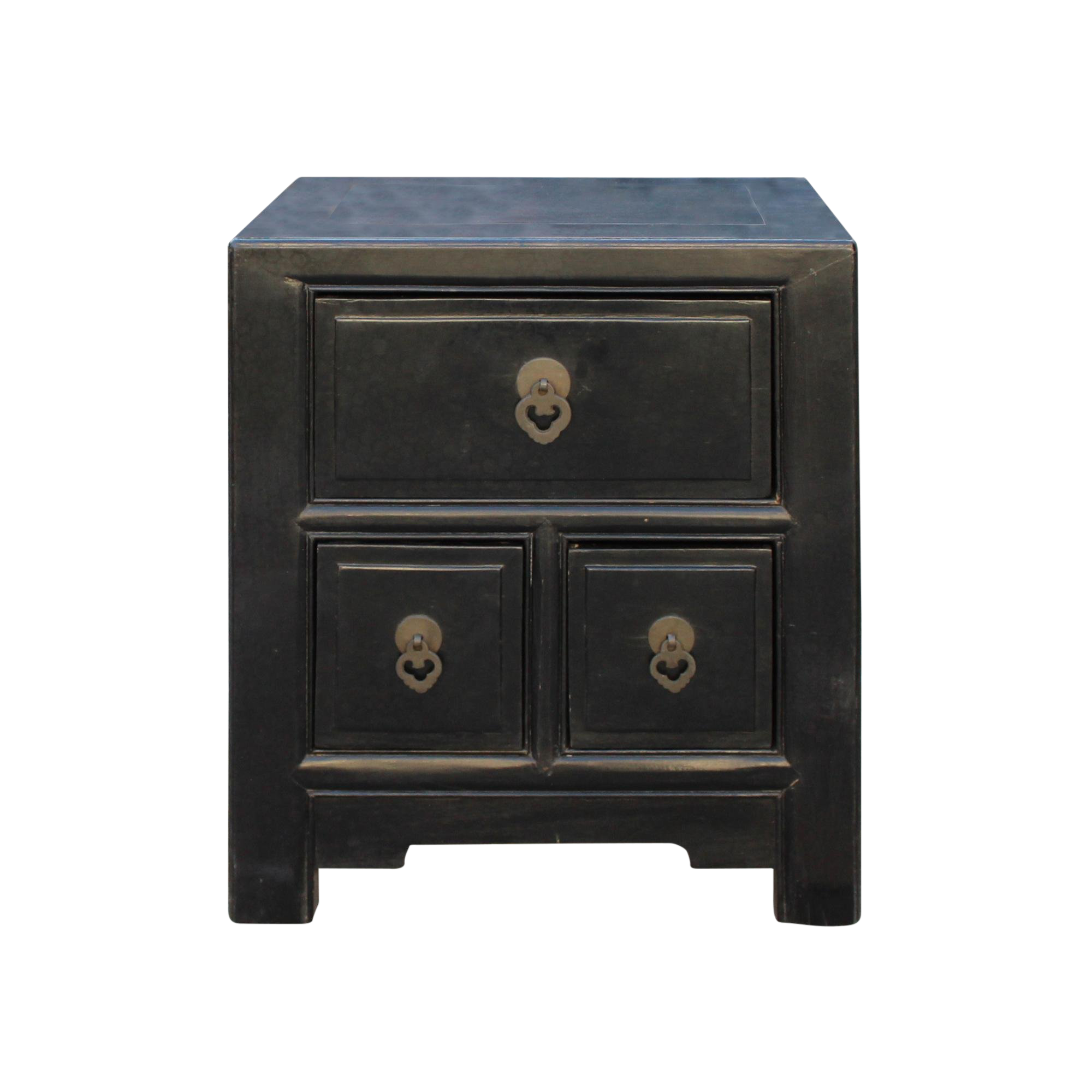 Oriental Distressed Black 3 Drawers End Table Nightstand Chairish