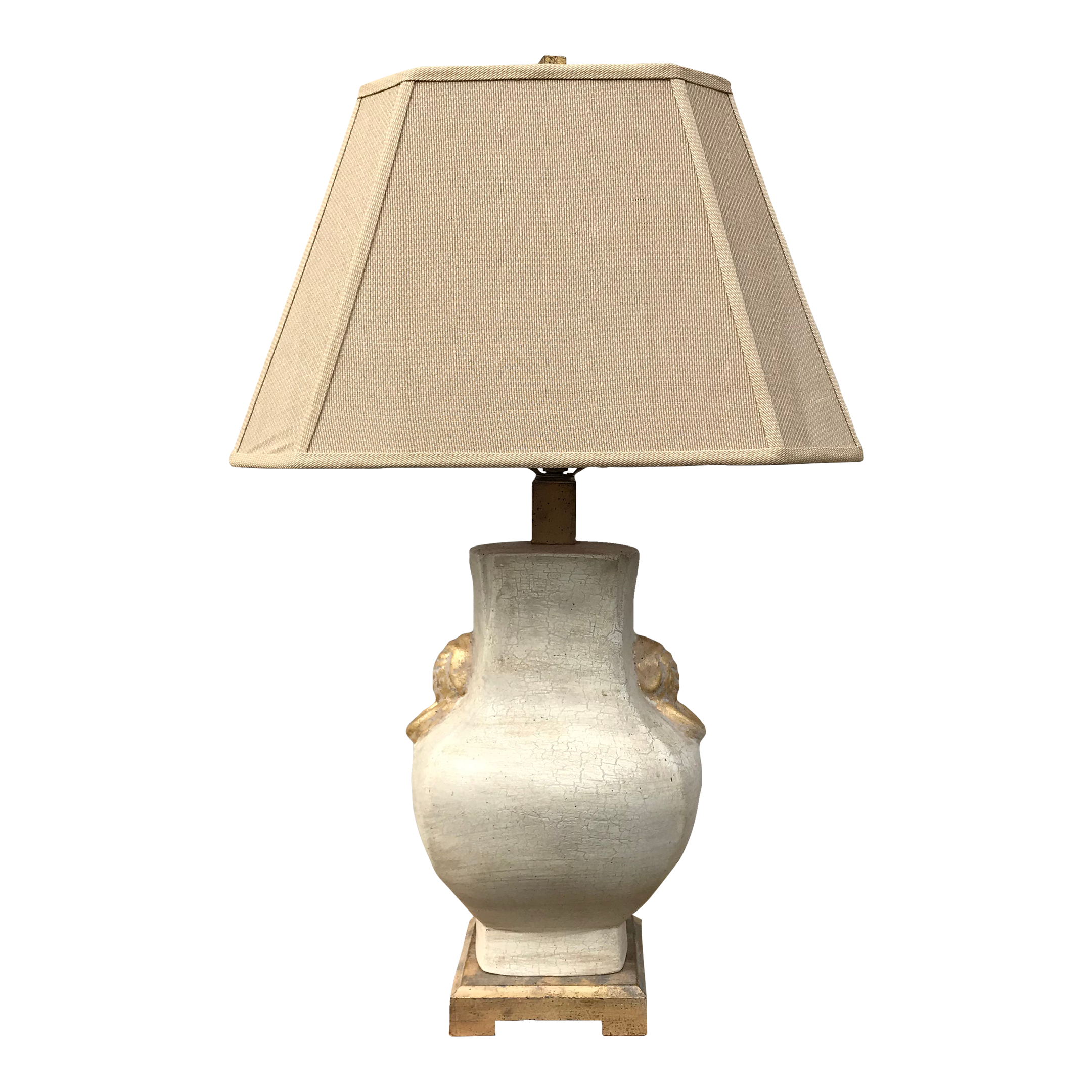 Vintage 1990’s Faux Stone Travertine Coastal California Style Lamp With Shade
