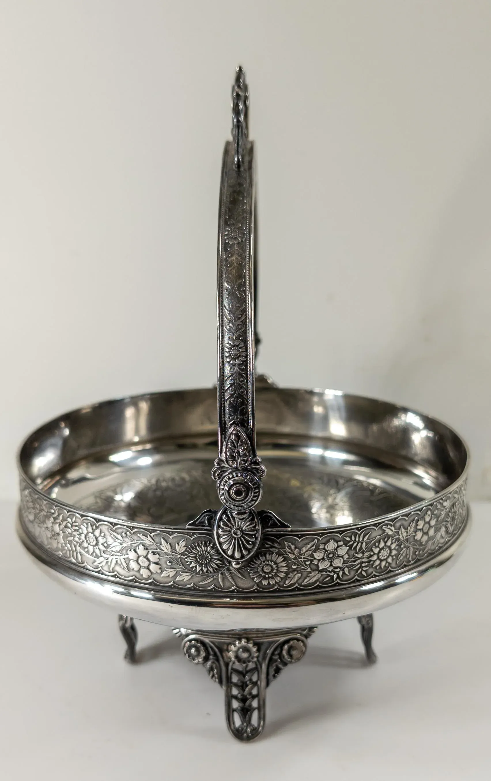 19th Century American Aesthetic Style Compote Basket by James a Tufts of Boston