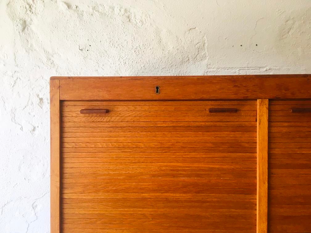 Danish Teak Rolling Doors Storage, 1960s