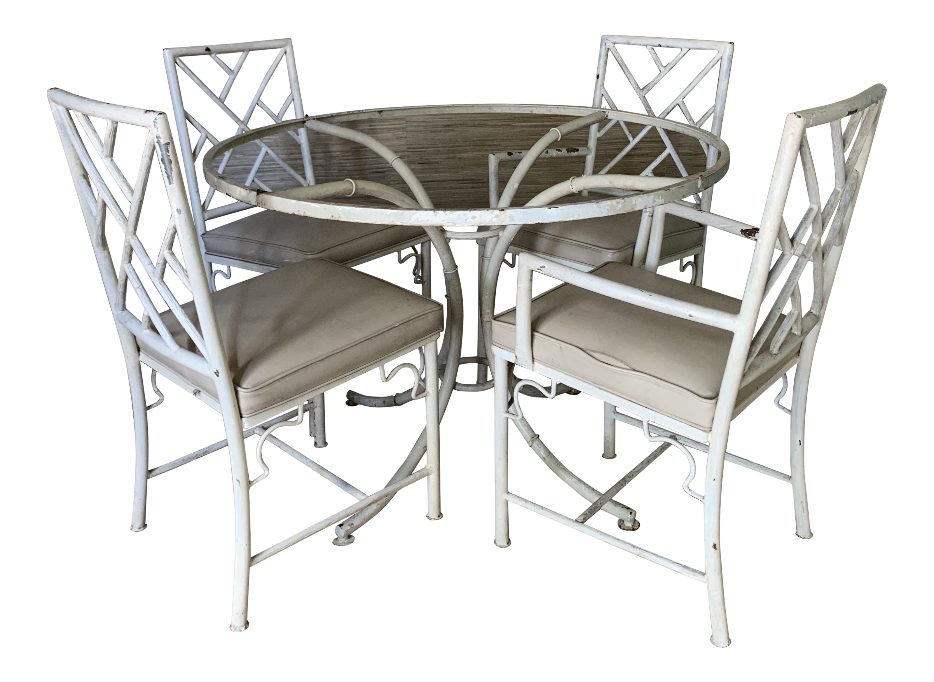 Vintage Chinese Chippendale Patio Furniture Set Of 5 Chairish